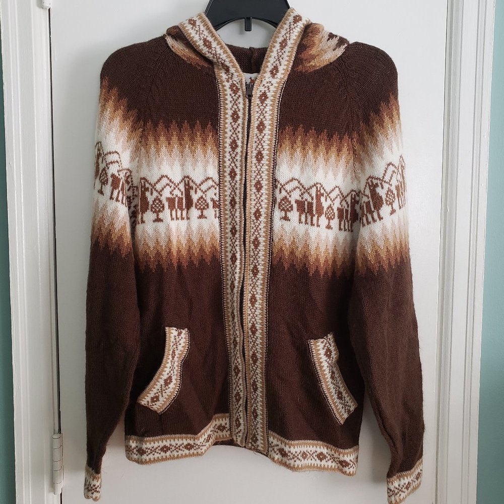Alpaca Aztec Zipper Sweater